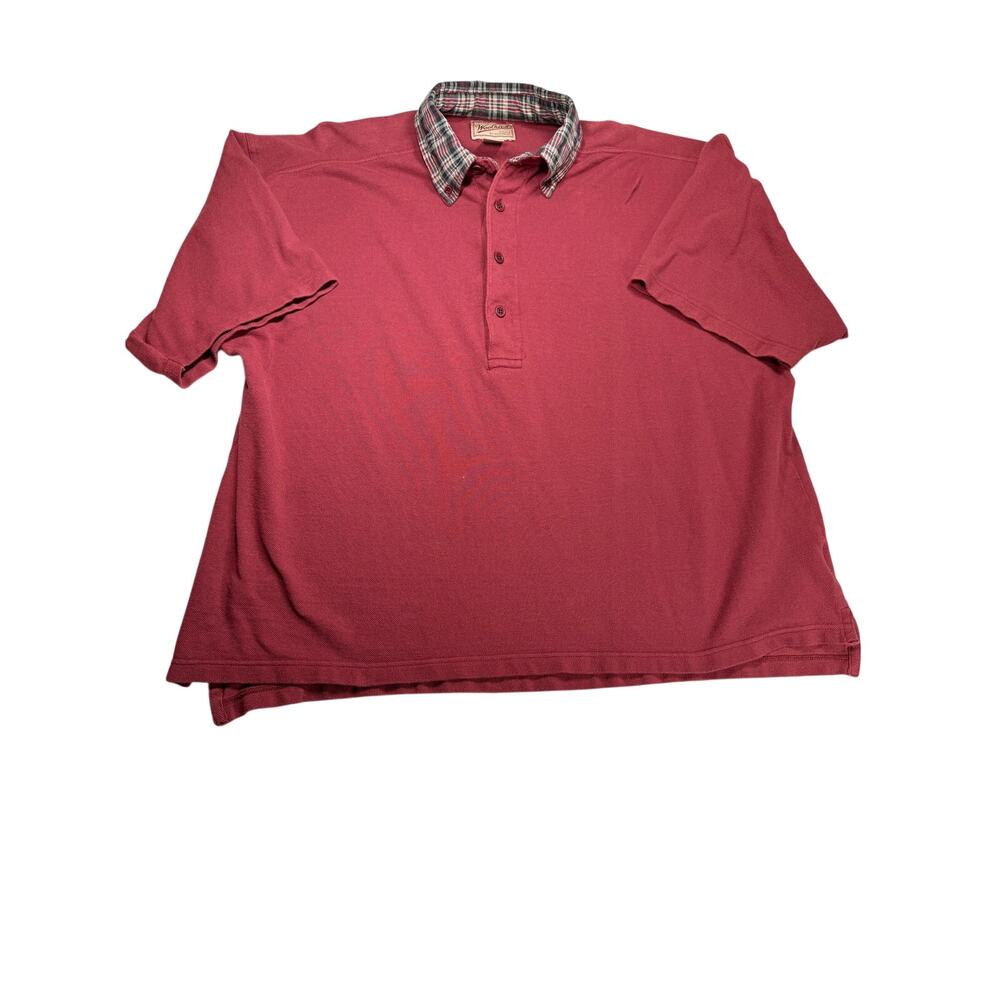 Woolrich Rugged Outdoorwear Polo Shirt Mens L Cayenne Plaid Collar Cotton
